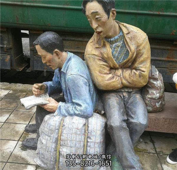 戶外景區創意玻璃鋼彩繪  仿銅人物雕塑（4）