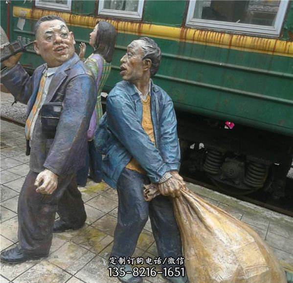 戶外景區創意玻璃鋼彩繪  仿銅人物雕塑（3）