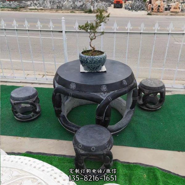 青石石雕園林景觀創(chuàng)意石桌石凳擺件