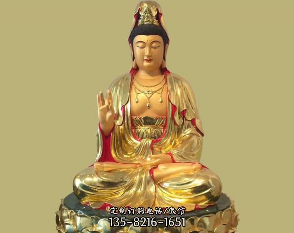 寺廟供奉佛像玻璃鋼漆金西方三圣雕塑（2）