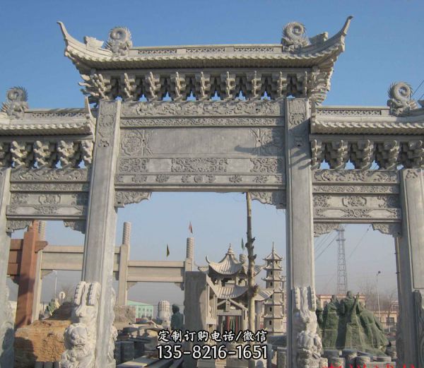 城市鄉(xiāng)鎮(zhèn)鄉(xiāng)村大理石石雕戶外景觀牌坊雕塑（3）