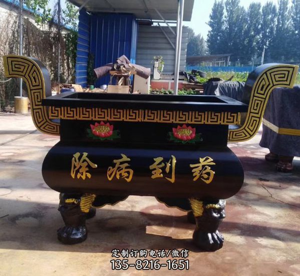 寺院擺放鑄鐵大型長方形香爐雕塑（3）