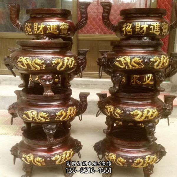 寺院擺放鑄鐵大型長方形香爐雕塑（2）