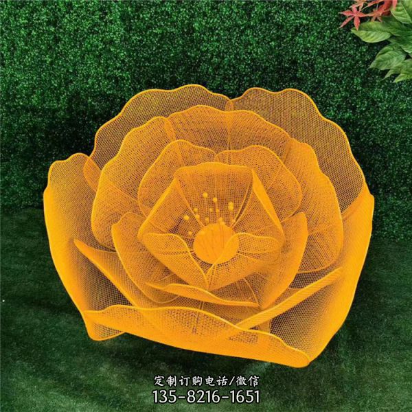 不銹鋼鏤空鋼絲網編織花朵雕塑（4）