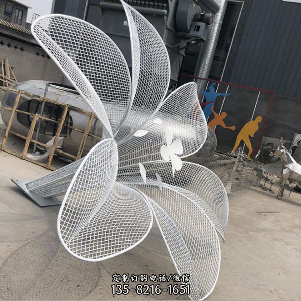 不銹鋼鏤空鋼絲網編織花朵雕塑（1）