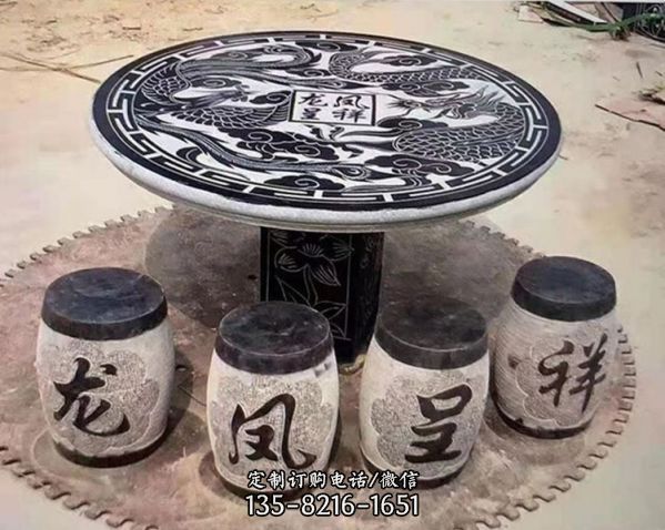 庭院戶外 仿古做舊石桌石凳雕塑（2）
