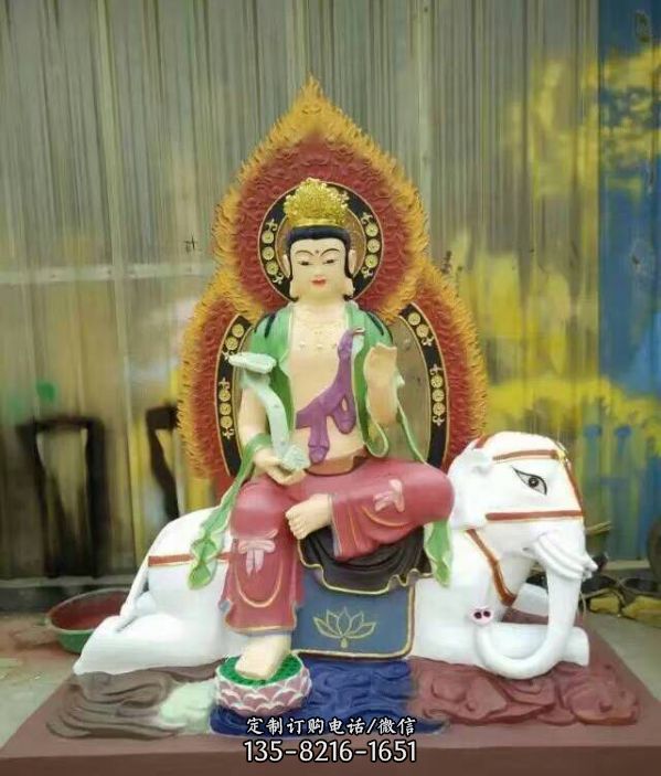 文殊普賢雕塑戶外景區寺廟大型玻璃鋼彩繪景觀