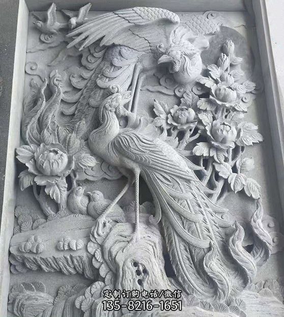景區裝飾青石鳳凰浮雕壁影石雕（3）