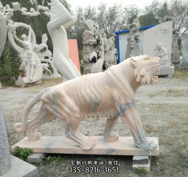 石雕下山猛虎 晚霞紅老虎動物雕塑（2）