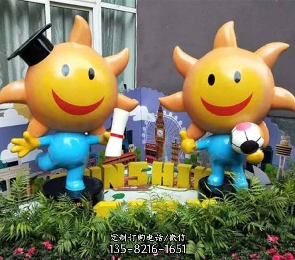  玻璃鋼校園吉祥物卡通學生玩偶花朵小精靈雕塑（3）