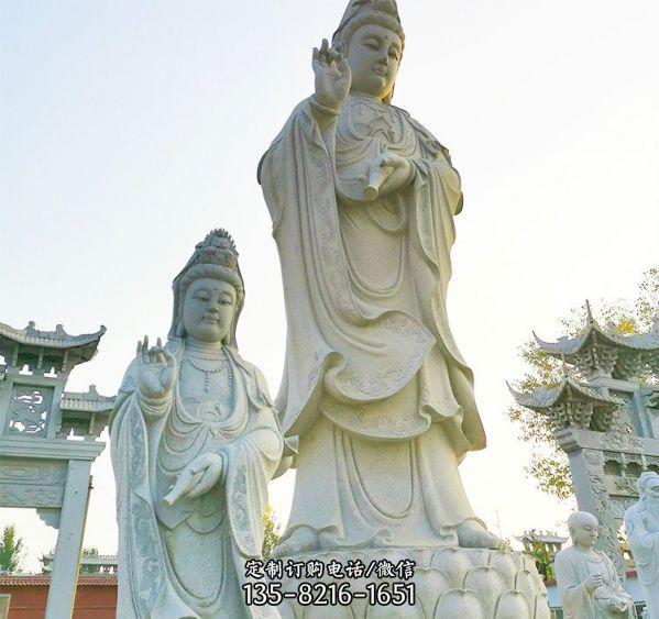 園林大理石手工雕刻觀音佛雕塑擺件（1）