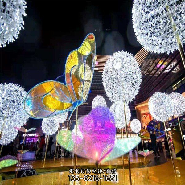 廣場景觀不銹鋼鏤空發光蒲公英雕塑（3）