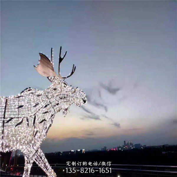 戶外抽象創意不銹鋼金屬拉絲動物雕塑