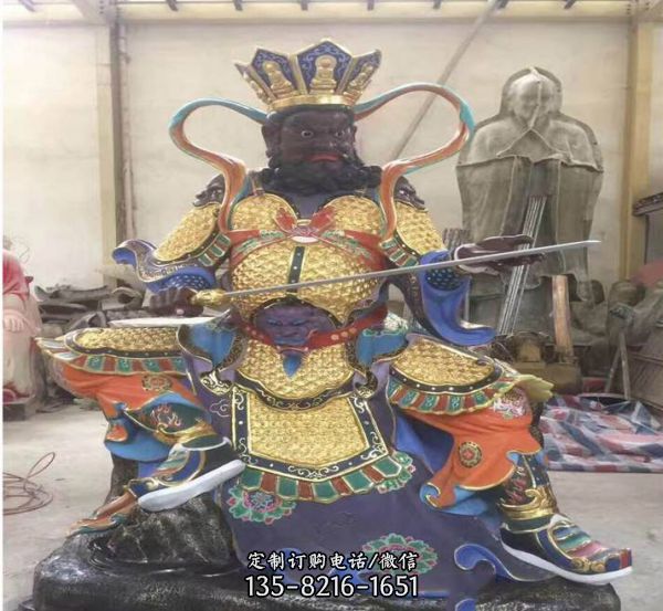 寺廟擺放彩繪玻璃鋼四大金剛佛像雕塑 （4）