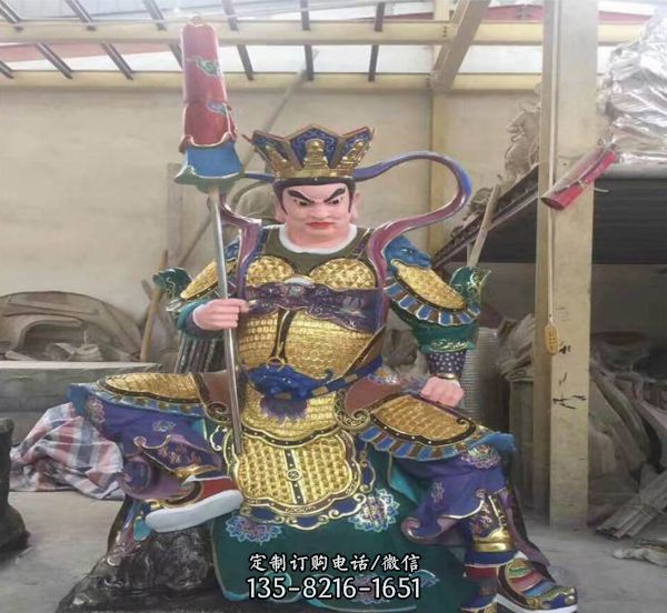 寺廟擺放彩繪玻璃鋼四大金剛佛像雕塑 （1）