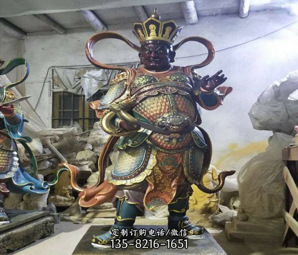 寺廟擺放彩繪玻璃鋼四大金剛佛像雕塑 （5）