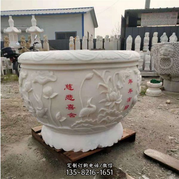 室內庭院大理石仿古石雕魚缸擺件（2）