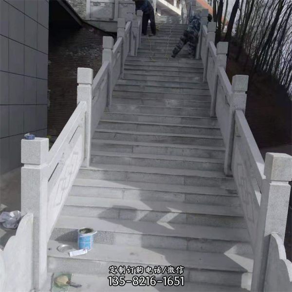 園林別墅大理石石雕樓梯扶手護欄雕塑