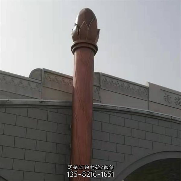 大殿寺廟橋梁裝飾鍛銅蓮花柱子景觀擺件 （2）