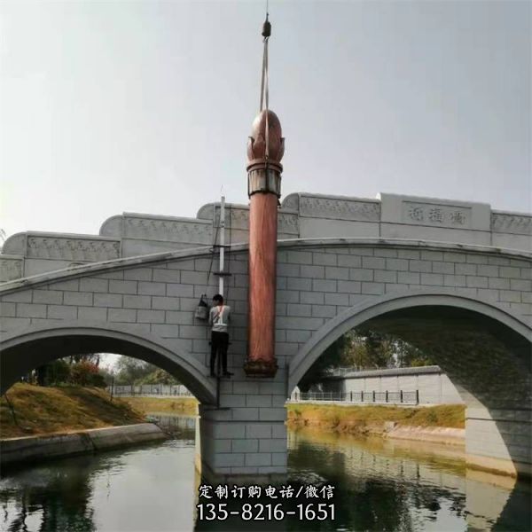 大殿寺廟橋梁裝飾鍛銅蓮花柱子景觀擺件 （4）