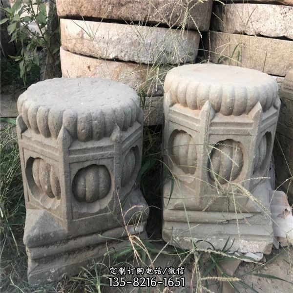 庭院寺廟仿古做舊浮雕青石石墩雕塑（4）