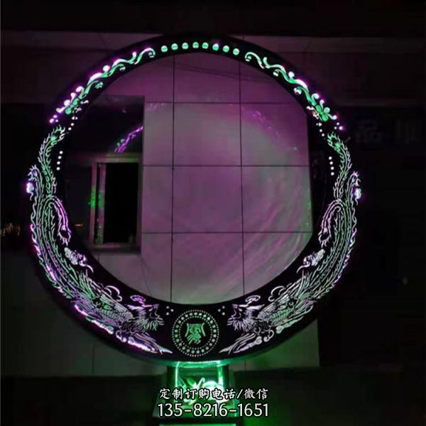 商業(yè)街景觀擺件鏡面鏤空創(chuàng)意大型發(fā)光不銹鋼月亮雕塑（1）
