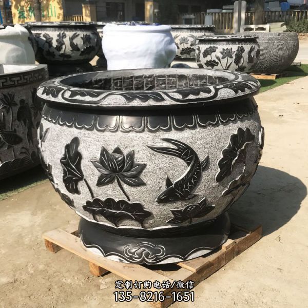 石雕魚缸青石仿古水缸花盆荷花缸庭院擺件（3）
