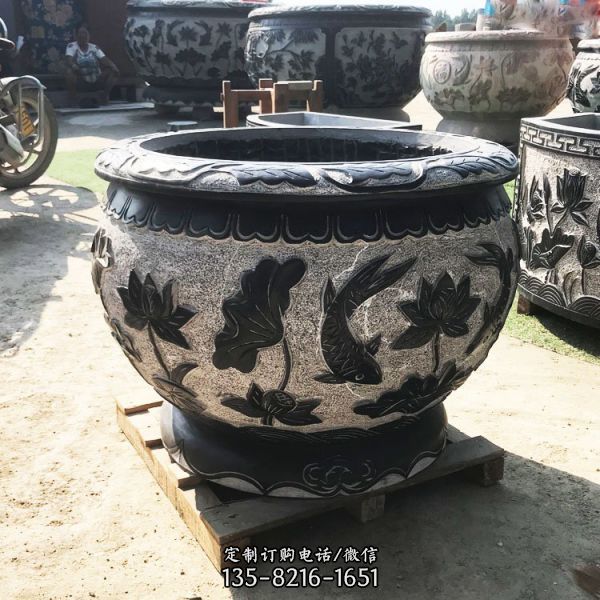 石雕魚缸青石仿古水缸花盆荷花缸庭院擺件（1）