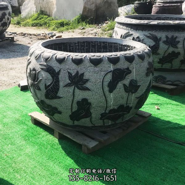 石雕魚缸青石仿古水缸花盆荷花缸庭院擺件（7）