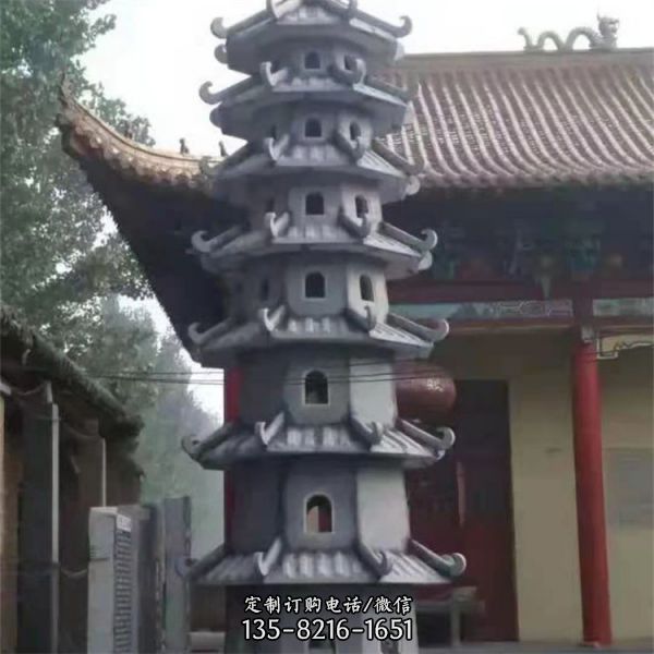 寺廟古建筑多層青石佛塔雕塑 （5）