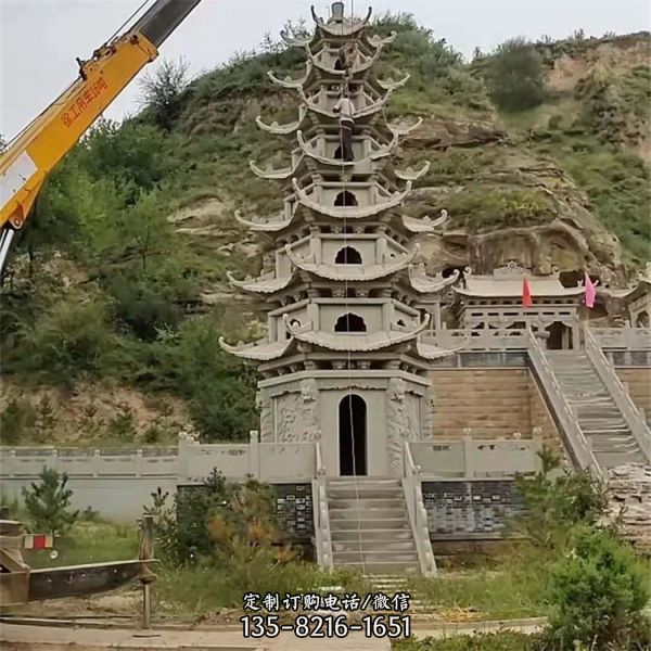 寺廟古建筑多層青石佛塔雕塑 （3）