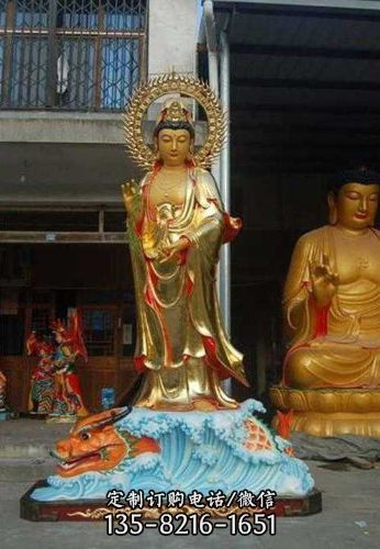 寺院景區室外擺放銅觀音佛像雕塑（5）