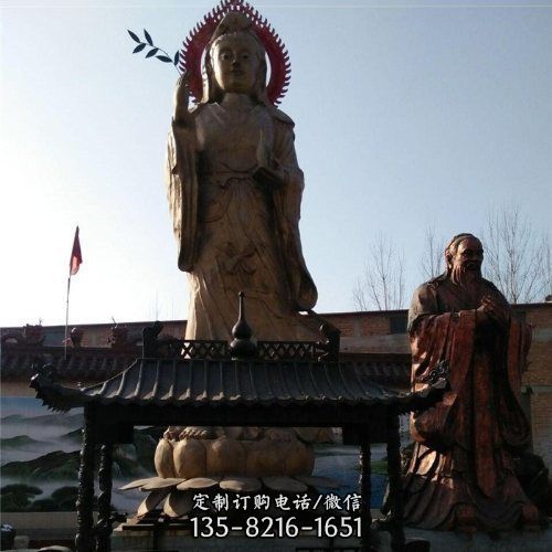 寺院景區室外擺放銅觀音佛像雕塑（2）
