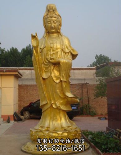 寺院景區室外擺放銅觀音佛像雕塑（4）