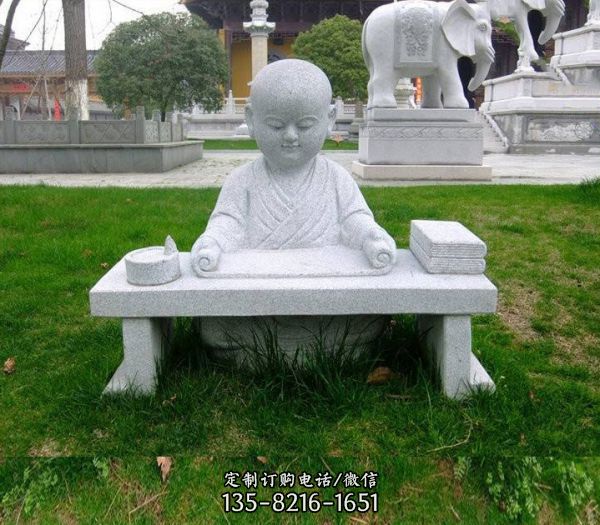 園林禪意花崗巖雕刻小和尚石雕像（5）