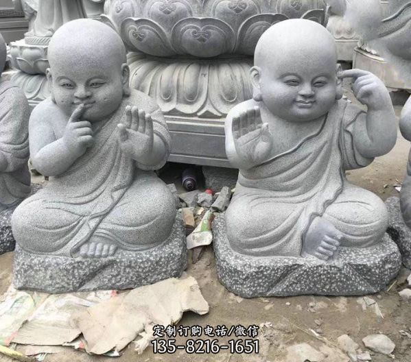 園林禪意花崗巖雕刻小和尚石雕像（3）