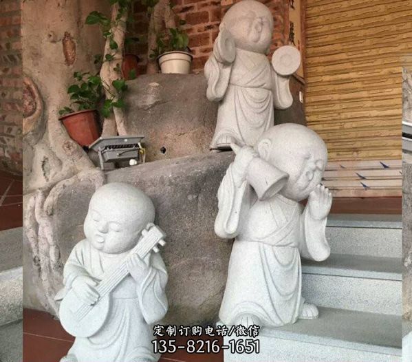 園林禪意花崗巖雕刻小和尚石雕像（4）