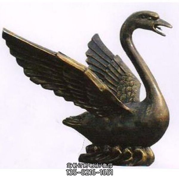 廣場擺放玻璃鋼仿銅天鵝雕塑擺件（3）