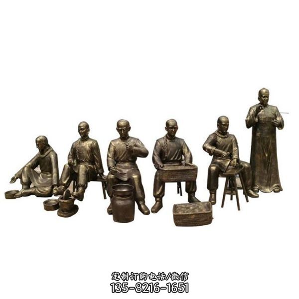 玻璃鋼仿銅景觀城市街道捻藥制藥的人物雕塑