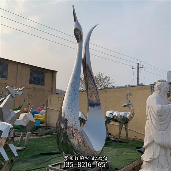 公園景觀擺放鏡面不銹鋼抽象天鵝雕塑（2）
