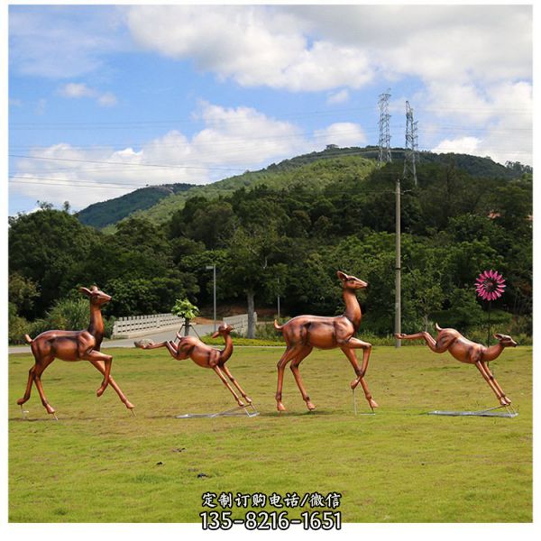 玻璃鋼仿銅鹿雕塑動物擺件（1）
