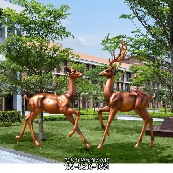 玻璃鋼仿銅鹿雕塑動物擺件（2）