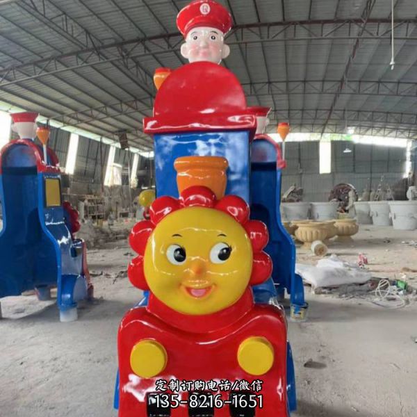幼兒園卡通玻璃鋼火車頭門雕塑裝飾（1）
