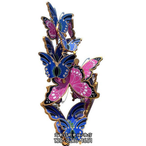   商業(yè)街廣場(chǎng)發(fā)光動(dòng)物造型擺件不銹鋼蝴蝶雕塑（5）