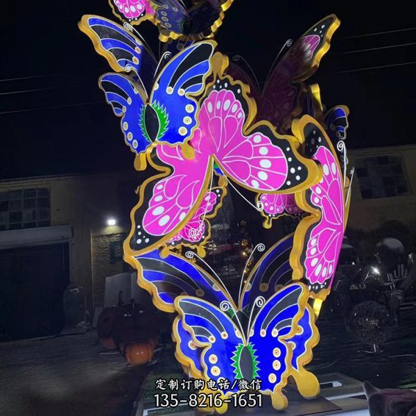   商業(yè)街廣場(chǎng)發(fā)光動(dòng)物造型擺件不銹鋼蝴蝶雕塑（2）