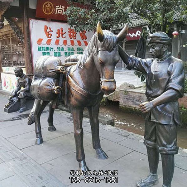 商業街民俗鑄銅沿街吆喝叫賣賣貨郎小商販人物雕塑（2）