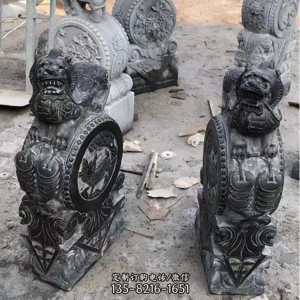 仿古做舊青石石雕貔貅、大象抱鼓石雕塑（2）