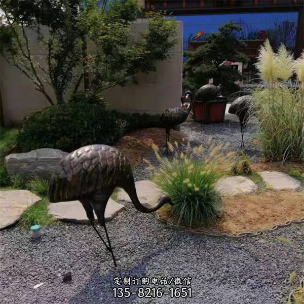 鑄銅玻璃鋼動物仙鶴雕塑售樓部草坪水景擺件 （3）