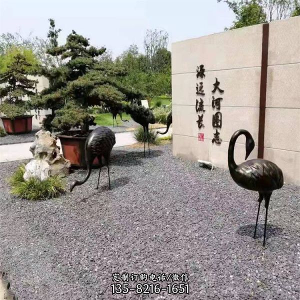 鑄銅玻璃鋼動物仙鶴雕塑售樓部草坪水景擺件 （2）