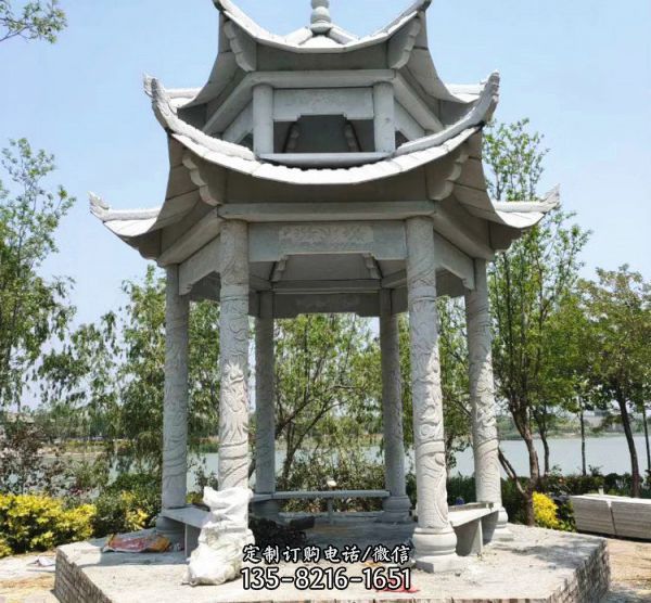 古建筑休閑六角涼亭雕塑（2）